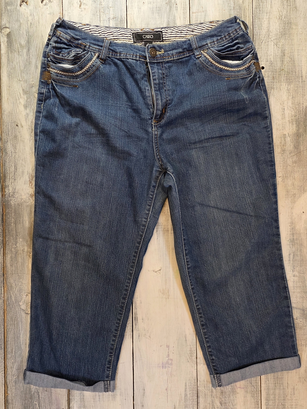 Cato Women's Cropped Straight Jeans in Blue Denim Sz 14